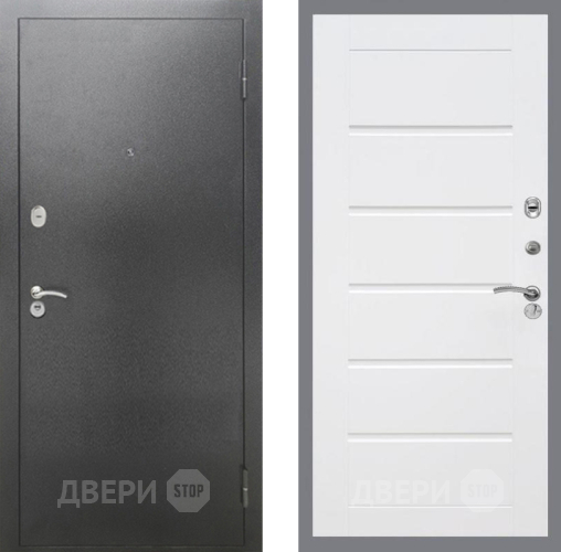 Входная металлическая Дверь Рекс (REX) 2А Серебро Антик Сити Белый ясень в Лобне