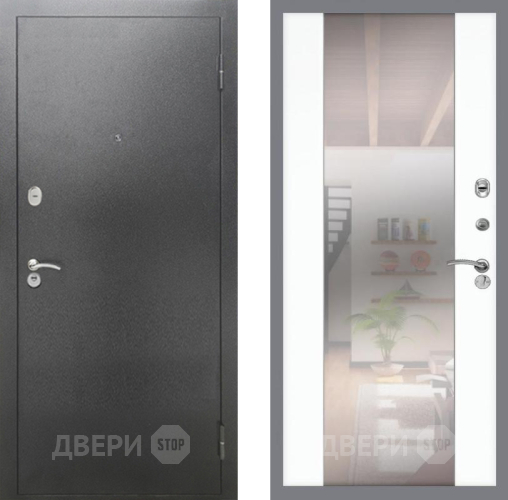 Входная металлическая Дверь Рекс (REX) 2А Серебро Антик СБ-16 Зеркало Силк Сноу в Лобне