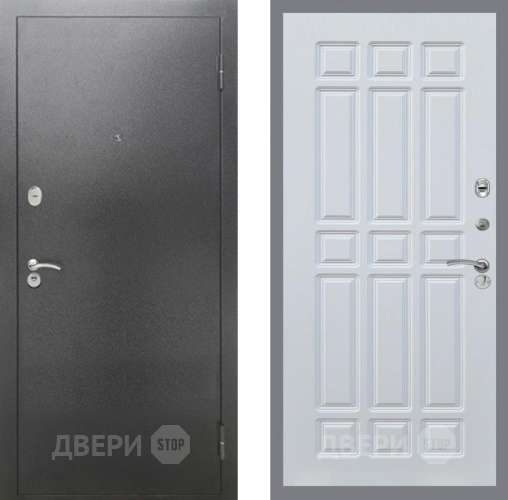 Дверь Рекс (REX) 2А Серебро Антик FL-33 Белый ясень в Лобне