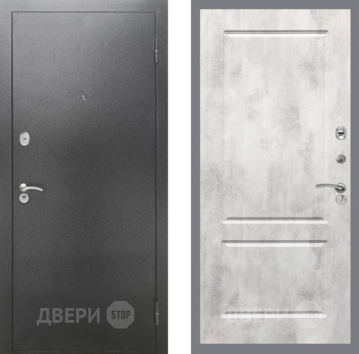 Входная металлическая Дверь Рекс (REX) 2А Серебро Антик FL-117 Бетон светлый в Лобне