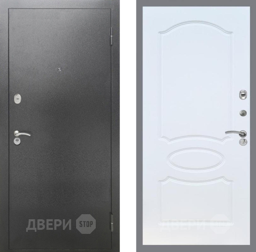 Дверь Рекс (REX) 2А Серебро Антик FL-128 Белый ясень в Лобне