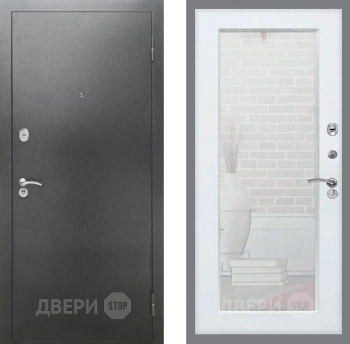 Входная металлическая Дверь Рекс (REX) 2А Серебро Антик Зеркало Пастораль Силк Сноу в Лобне