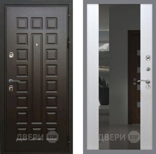Входная металлическая Дверь Рекс (REX) Премиум 3к СБ-16 Зеркало Белый ясень в Лобне