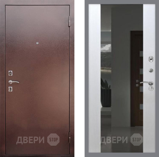 Входная металлическая Дверь Рекс (REX) 1 СБ-16 Зеркало Белый ясень в Лобне