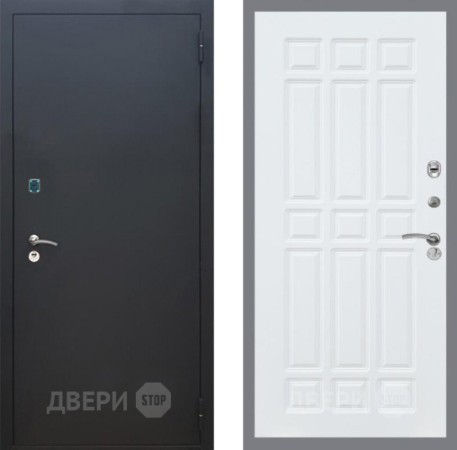 Входная металлическая Дверь Рекс (REX) 1A Черный Муар FL-33 Силк Сноу в Лобне