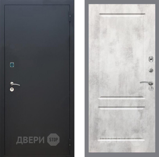 Входная металлическая Дверь Рекс (REX) 1A Черный Муар FL-117 Бетон светлый в Лобне