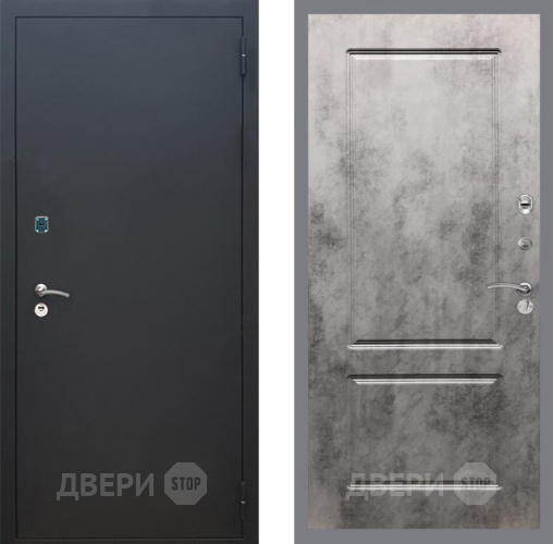 Входная металлическая Дверь Рекс (REX) 1A Черный Муар FL-117 Бетон темный в Лобне