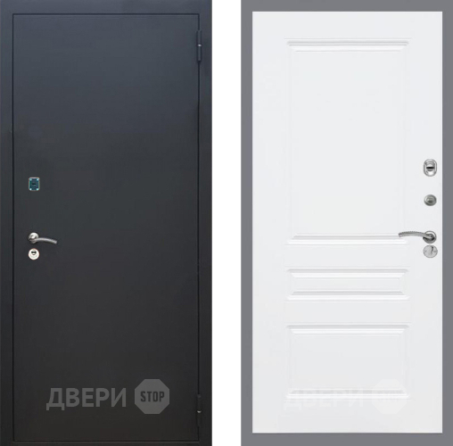 Входная металлическая Дверь Рекс (REX) 1A Черный Муар FL-243 Силк Сноу в Лобне