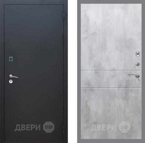 Входная металлическая Дверь Рекс (REX) 1A Черный Муар FL-290 Бетон светлый в Лобне