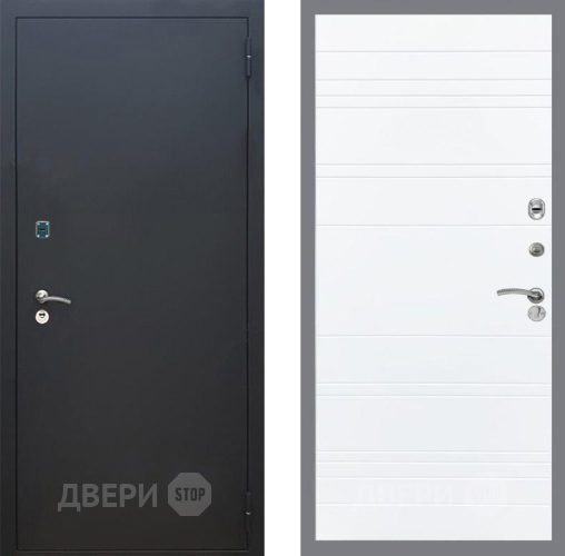 Входная металлическая Дверь Рекс (REX) 1A Черный Муар Line Силк Сноу в Лобне