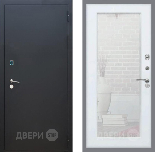 Входная металлическая Дверь Рекс (REX) 1A Черный Муар Зеркало Пастораль Силк Сноу в Лобне
