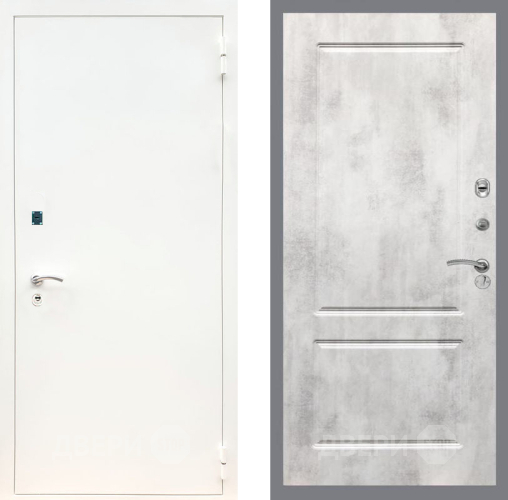 Входная металлическая Дверь Рекс (REX) 1А Белая шагрень FL-117 Бетон светлый в Лобне