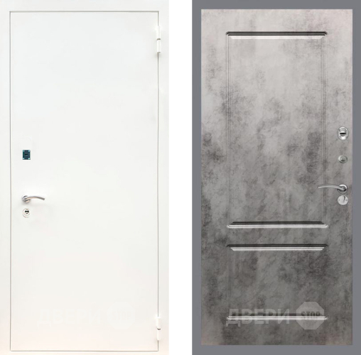 Входная металлическая Дверь Рекс (REX) 1А Белая шагрень FL-117 Бетон темный в Лобне