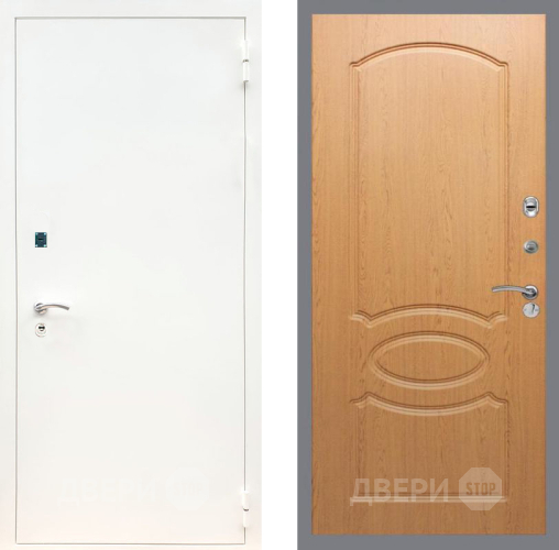 Входная металлическая Дверь Рекс (REX) 1А Белая шагрень FL-128 Дуб в Лобне