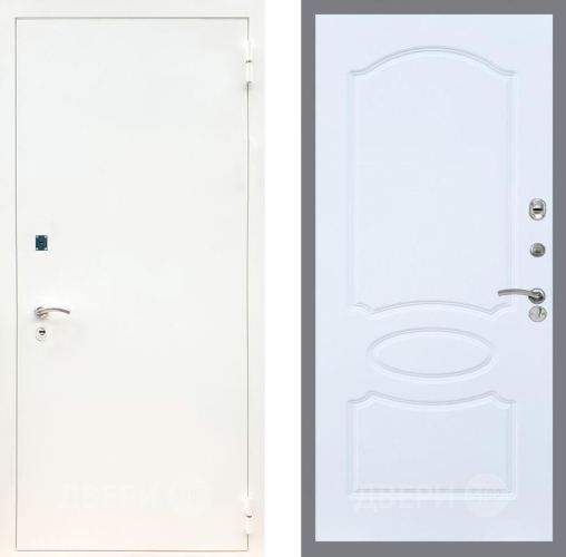 Входная металлическая Дверь Рекс (REX) 1А Белая шагрень FL-128 Силк Сноу в Лобне