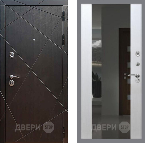 Входная металлическая Дверь Рекс (REX) 13 Венге СБ-16 Зеркало Белый ясень в Лобне