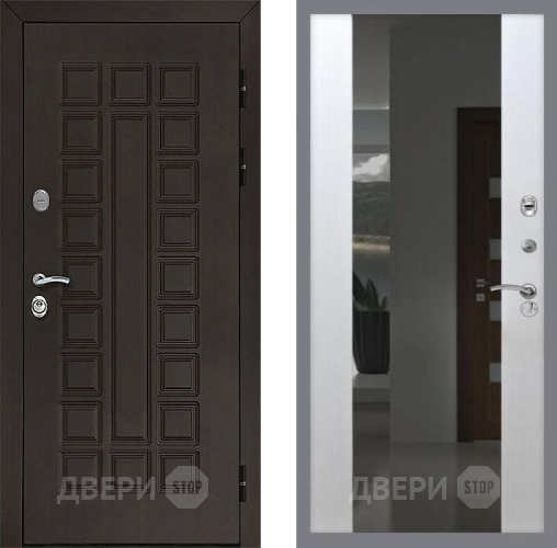 Входная металлическая Дверь Рекс (REX) Сенатор 3К СБ-16 Зеркало Белый ясень в Лобне