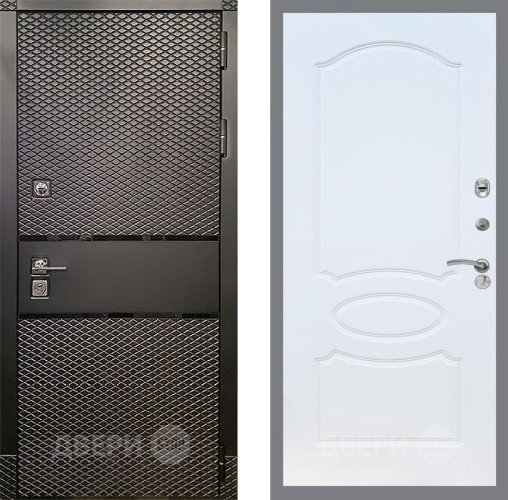 Входная металлическая Дверь Рекс (REX) 15 Черный Кварц FL-128 Белый ясень в Лобне