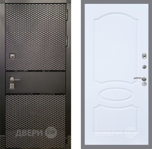 Входная металлическая Дверь Рекс (REX) 15 Черный Кварц FL-128 Силк Сноу в Лобне