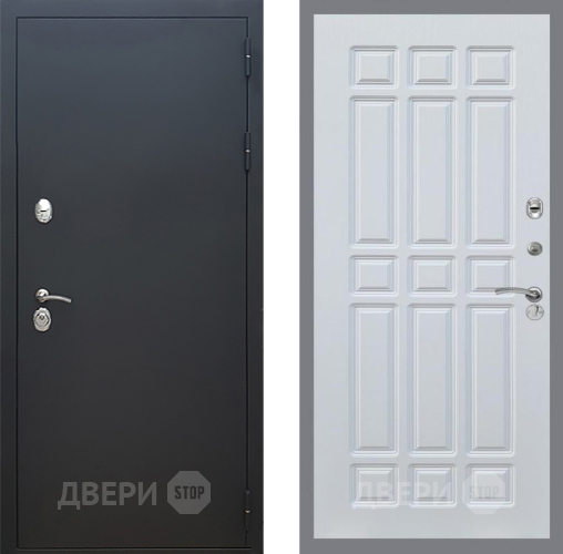 Входная металлическая Дверь Рекс (REX) 5 Черный Муар FL-33 Белый ясень в Лобне