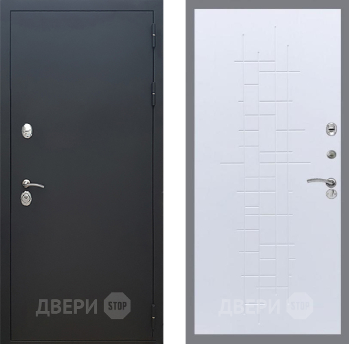 Входная металлическая Дверь Рекс (REX) 5 Черный Муар FL-289 Белый ясень в Лобне