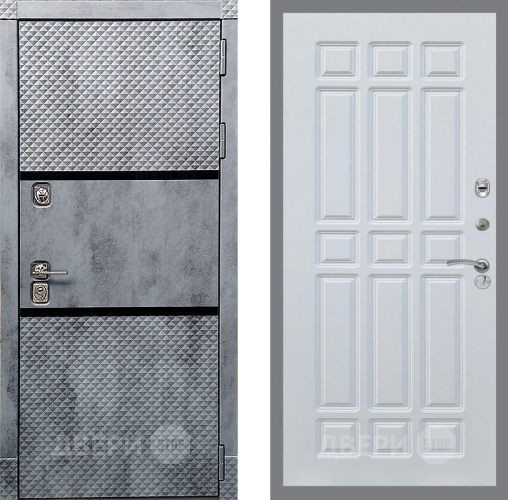 Входная металлическая Дверь Рекс (REX) 15 Бетон Темный FL-33 Белый ясень в Лобне