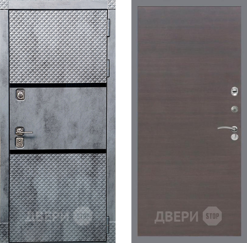 Входная металлическая Дверь Рекс (REX) 15 Бетон Темный GL венге поперечный в Лобне