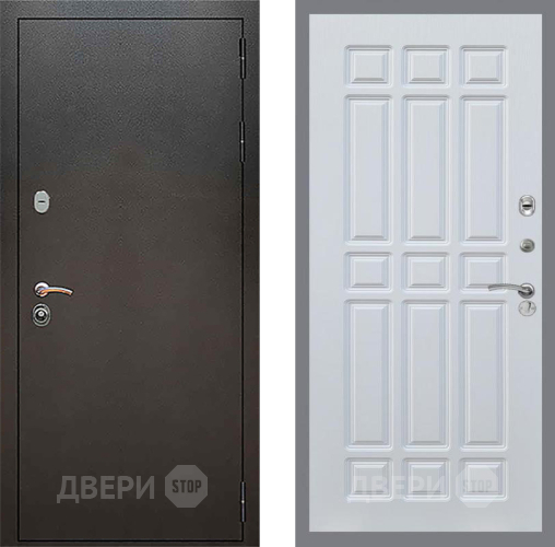Входная металлическая Дверь Рекс (REX) 5 Серебро Антик FL-33 Белый ясень в Лобне