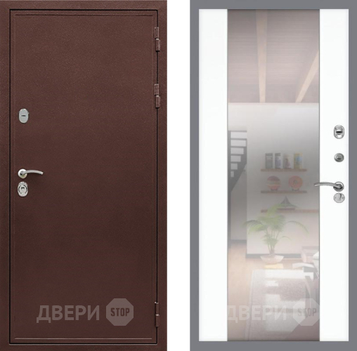 Входная металлическая Дверь Рекс (REX) 5А СБ-16 Зеркало Силк Сноу в Лобне