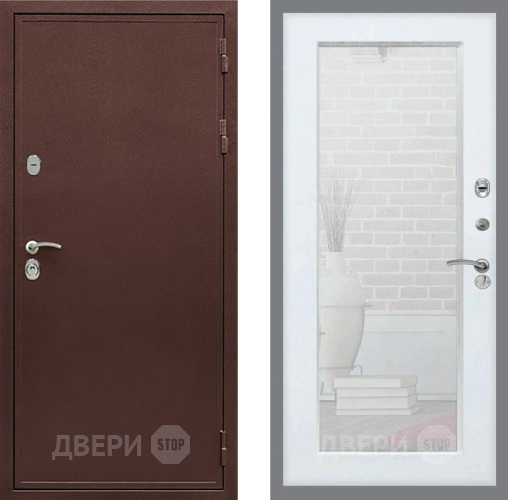 Входная металлическая Дверь Рекс (REX) 5А Зеркало Пастораль Белый ясень в Лобне
