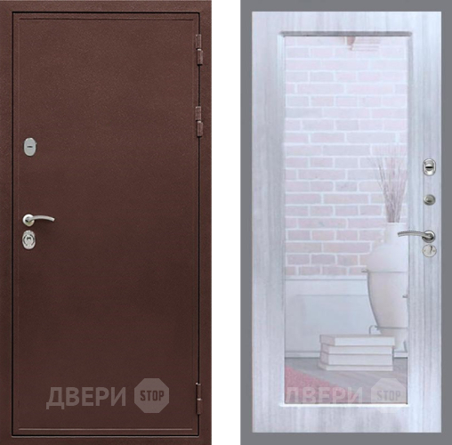 Входная металлическая Дверь Рекс (REX) 5А Зеркало Пастораль Сандал белый в Лобне