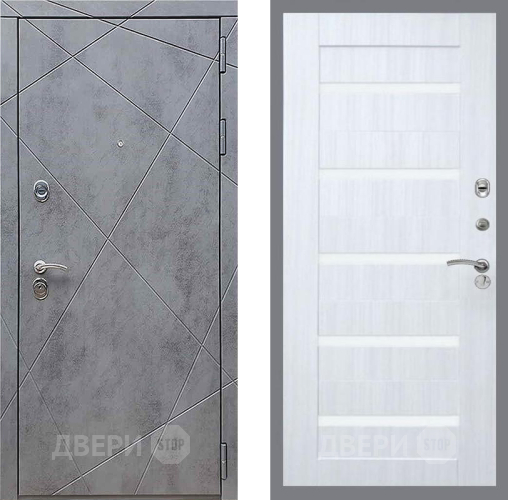 Входная металлическая Дверь Рекс (REX) 13 Бетон Темный СБ-14 стекло белое Сандал белый в Лобне