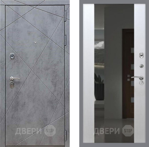 Входная металлическая Дверь Рекс (REX) 13 Бетон Темный СБ-16 Зеркало Белый ясень в Лобне