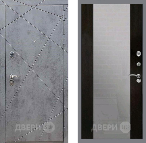 Входная металлическая Дверь Рекс (REX) 13 Бетон Темный СБ-16 Зеркало Венге в Лобне