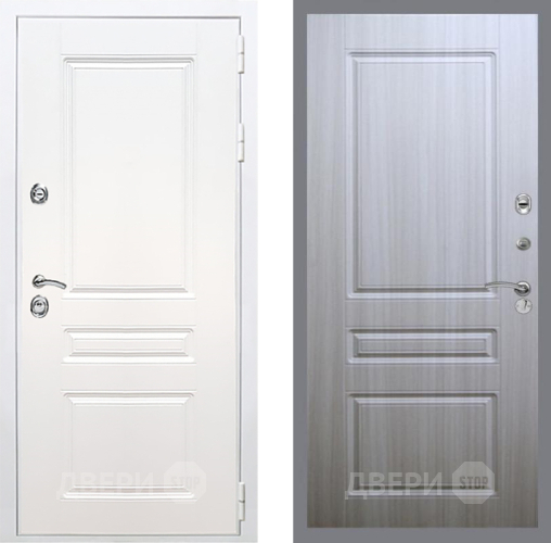 Входная металлическая Дверь Рекс (REX) Премиум-н Силк Сноу FL-243 Сандал белый в Лобне