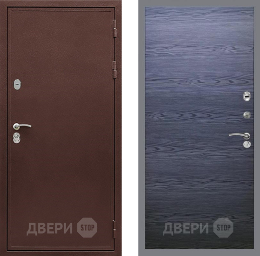 Входная металлическая Дверь Рекс (REX) 5 металл 3 мм GL Дуб тангенальный черный в Лобне