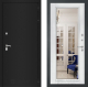 Дверь Лабиринт (LABIRINT) Classic шагрень черная Зеркало Фацет с багетом Белый софт в Лобне