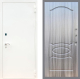 Входная металлическая Дверь Рекс (REX) 1А Белая шагрень FL-128 Сандал грей в Лобне