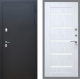 Входная металлическая Дверь Рекс (REX) 5 Черный Муар СБ-14 стекло белое Сандал белый в Лобне