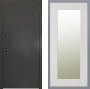 Дверь Заводские двери Эталон 3к антик серебро Зеркало Модерн Белый софт 960х2050 мм