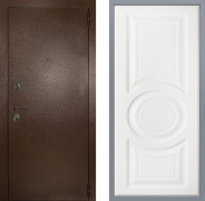 Дверь Заводские двери Эталон 3к антик медь Неаполь Лофт белый 960х2050 мм