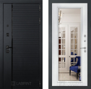 Дверь Лабиринт (LABIRINT) Piano Зеркало Фацет с багетом Белый софт 960х2050 мм