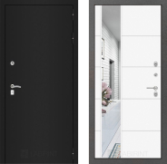 Дверь Лабиринт (LABIRINT) Classic шагрень черная Зеркало 19 Белый софт