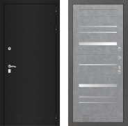 Дверь Лабиринт (LABIRINT) Classic шагрень черная 20 Бетон светлый 860х2050 мм