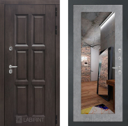 Дверь Лабиринт (LABIRINT) Лондон с терморазрывом Зеркало 18 Бетон светлый 960х2050 мм