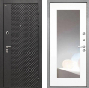Дверь Интекрон (INTECRON) Олимпия Black 4К ФЛЗ-120-М Зеркало Белый матовый 860х2050 мм